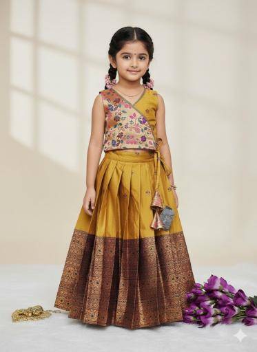 NEW LAUNCING PAITHANI KIDS LEHENGA CHOLI kanjivaram silk Kids wear wholesale suppliers in Kolkata
